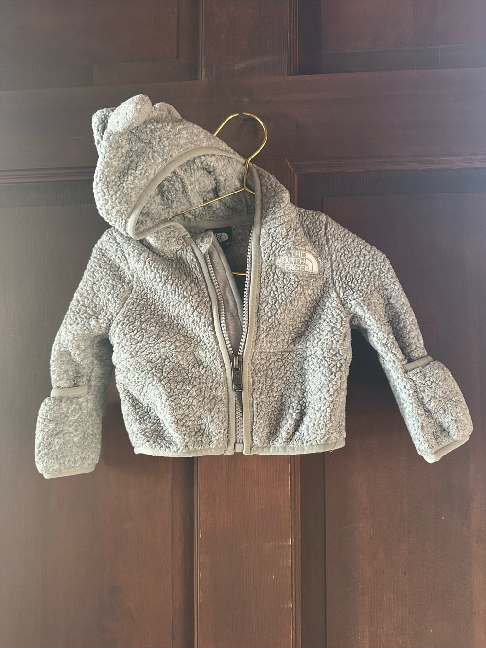 The North Face Kids Gray Sherpa Fleece Zip Hoodie